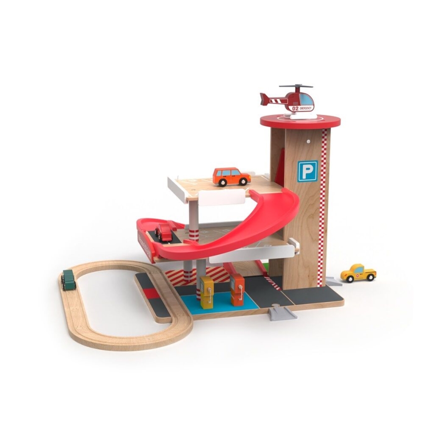 2Kids Toys - Medinis garažas su traukiniu