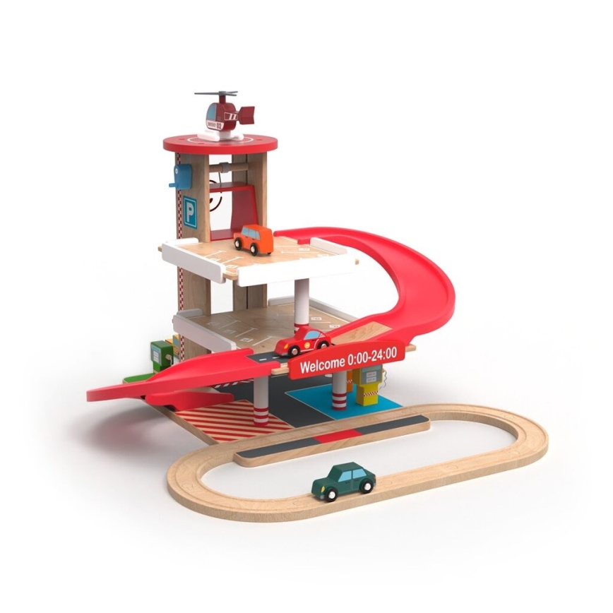 2Kids Toys - Medinis garažas su traukiniu