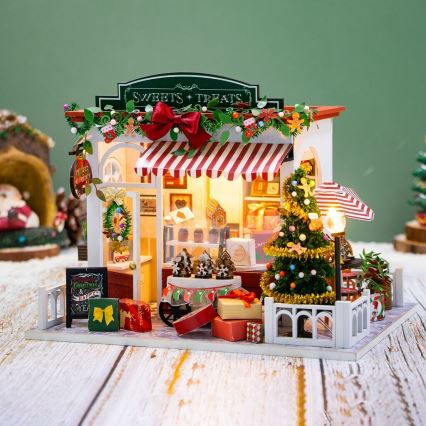 2Kids Toys - Miniatiūrinis namelis Kalėdinė saldainių parduotuvė 2xAAA