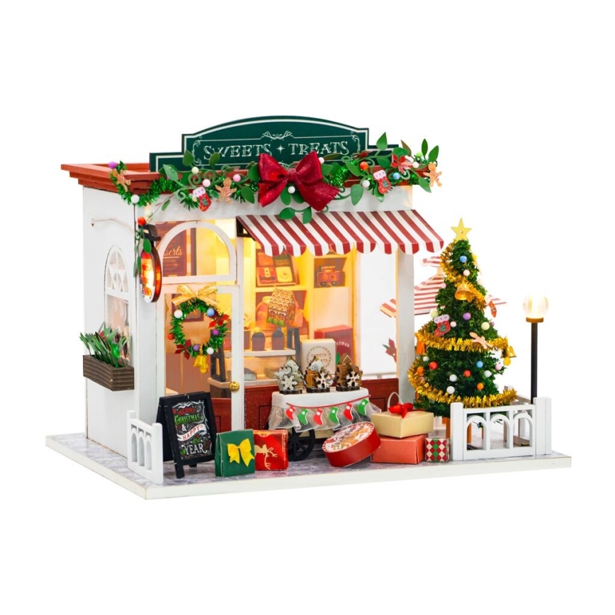 2Kids Toys - Miniatiūrinis namelis Kalėdinė saldainių parduotuvė 2xAAA