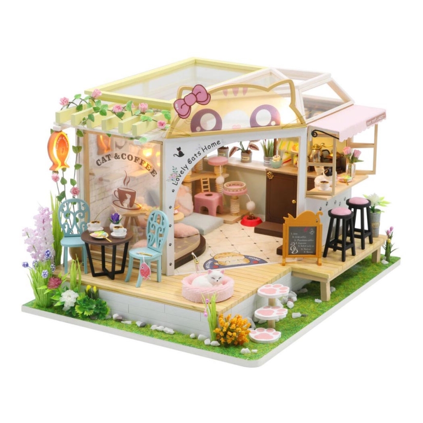 2Kids Toys - Vaikiškas namas Kačių kavinė su sodu 2xAAA