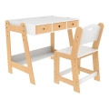 2Kids Toys - Vaikiškas reguliuojamo aukščio stalas su kėde, medinis/baltas