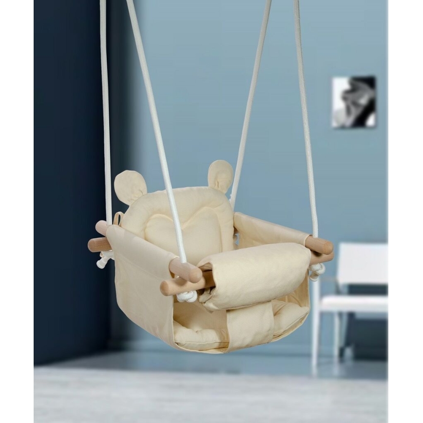 2Kids Toys - Vaikiškos tekstilinės sūpynės kreminė/bukas