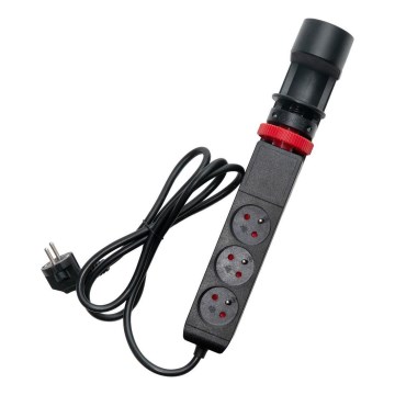 3 lizdų ilgintuvas su tvirtinimu prie stalo, E tipo, 2x USB-A + 1x USB-C, 1,5 m, juodas