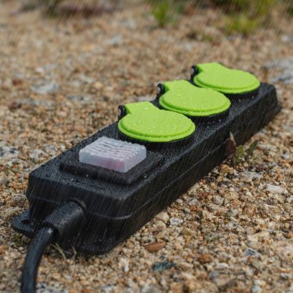 3 lizdų prailginimo kabelis su jungikliu, 20 m, IP44