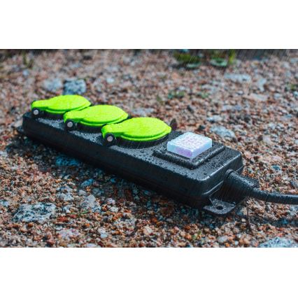 3 lizdų prailginimo kabelis su jungikliu, 20 m, IP44