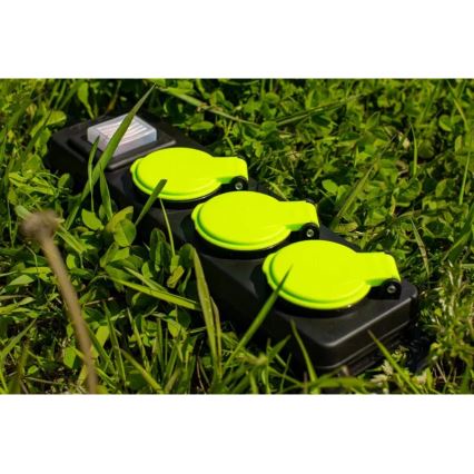 3 lizdų prailginimo kabelis su jungikliu, 20 m, IP44