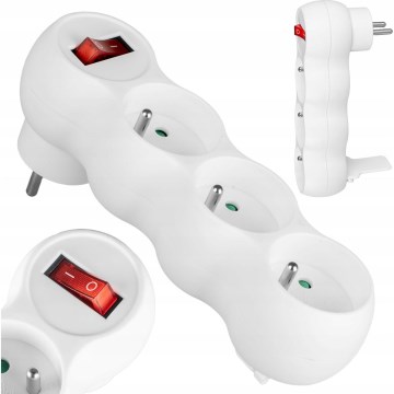 3 lizdų prailgintojas su jungikliu