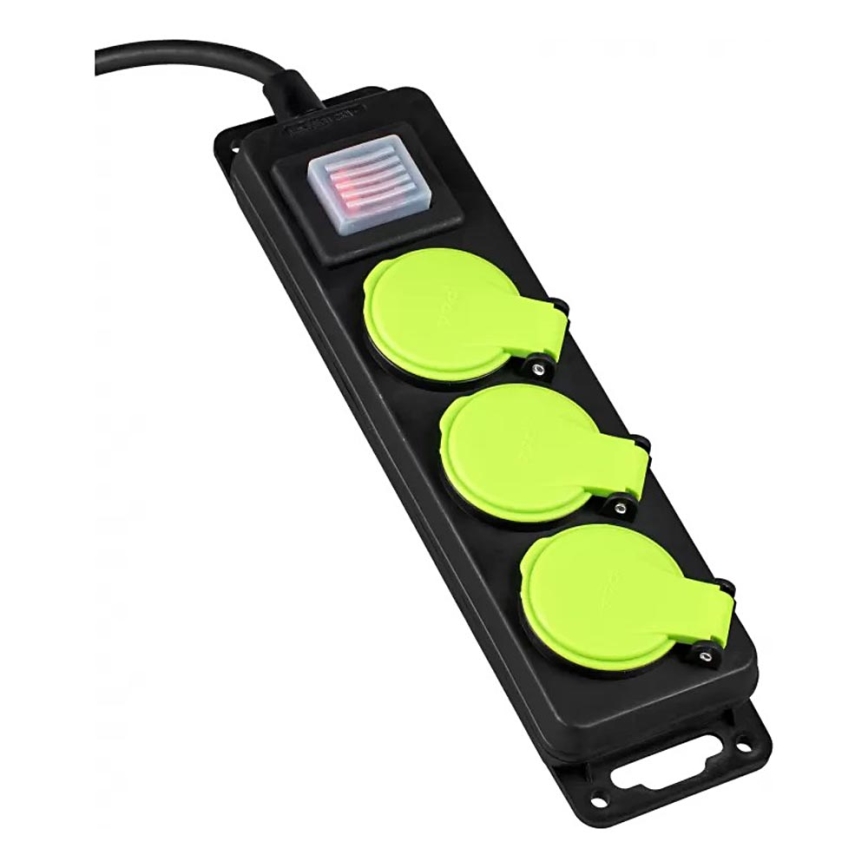 3 lizdų prailgintuvas su jungikliu, 5 m, IP44