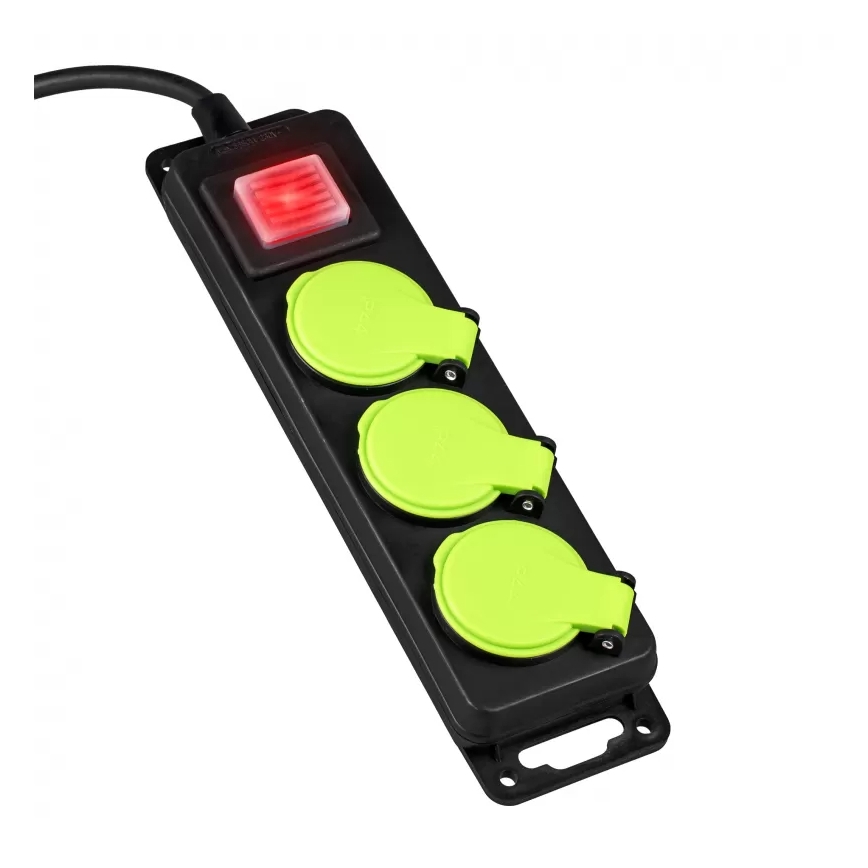 3 lizdų pratęsimo laidas su jungikliu 3 m IP44