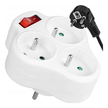 3 lizdų skirstytuvas su jungikliu