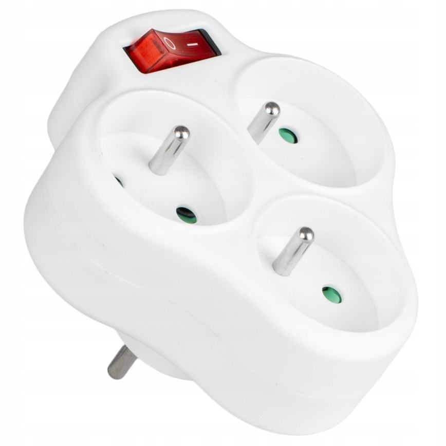 3 lizdų skirstytuvas su jungikliu