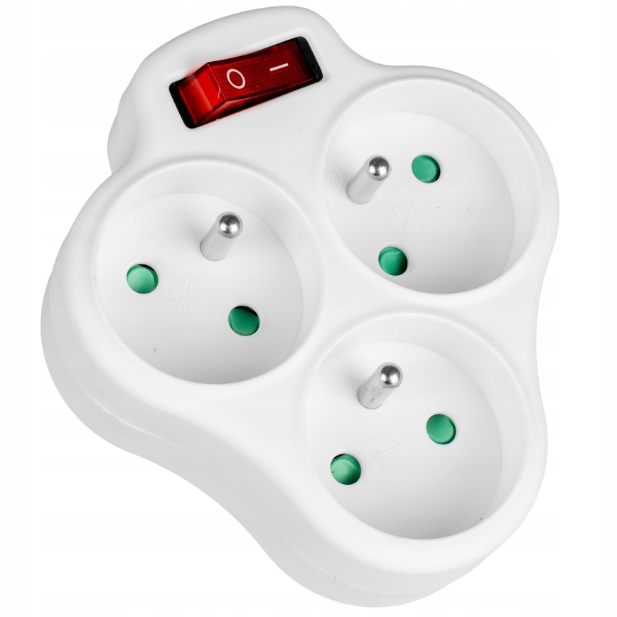 3 lizdų skirstytuvas su jungikliu