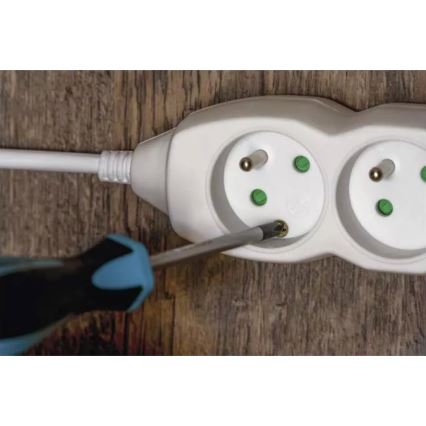 Pratęsimo laidas 3 lizdų, 3 m, baltas