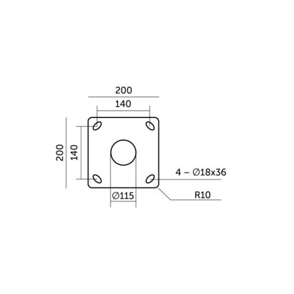 3 m ilgio metalinis strypas lauko apšvietimo stulpui BASE, juodos spalvos