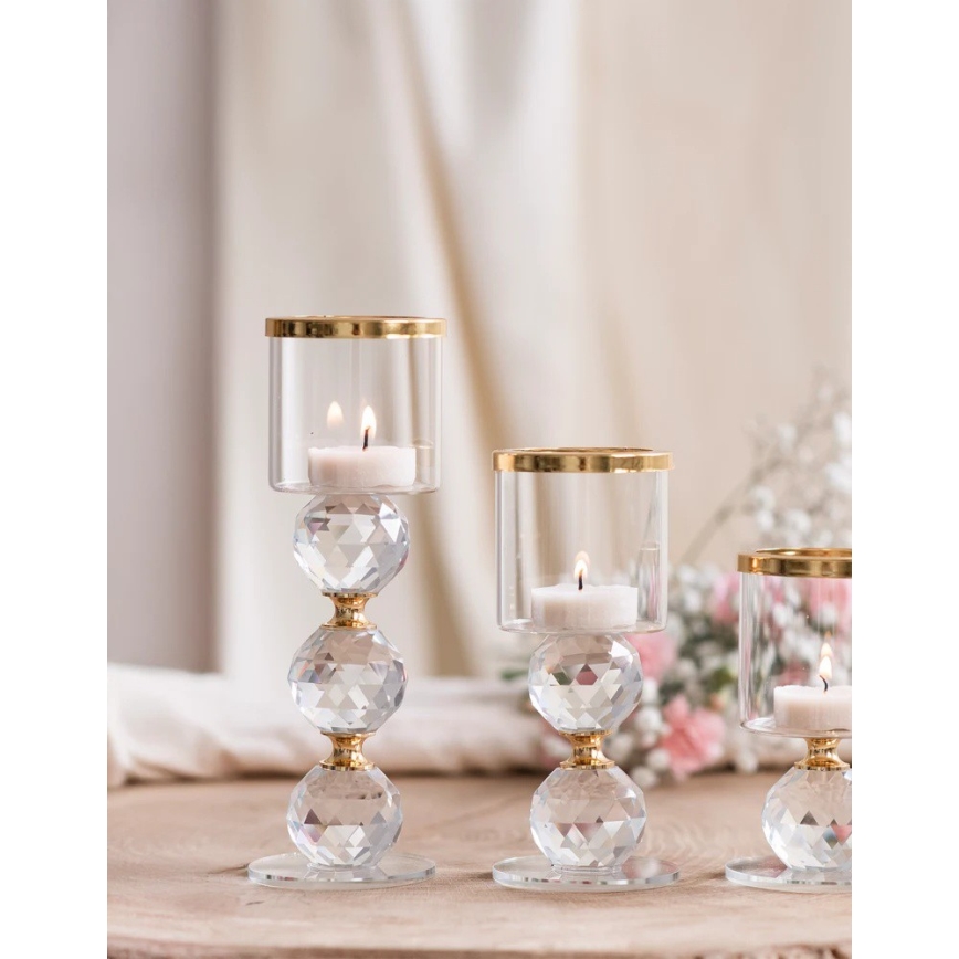 3 vnt. auksinių žvakidžių rinkinys