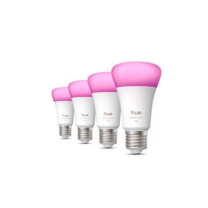 Komplektas 4 vnt. dimeriuojamų LED lempučių Philips Hue WHITE AND COLOR AMBIANCE E27/6W/230V 1000-20000K