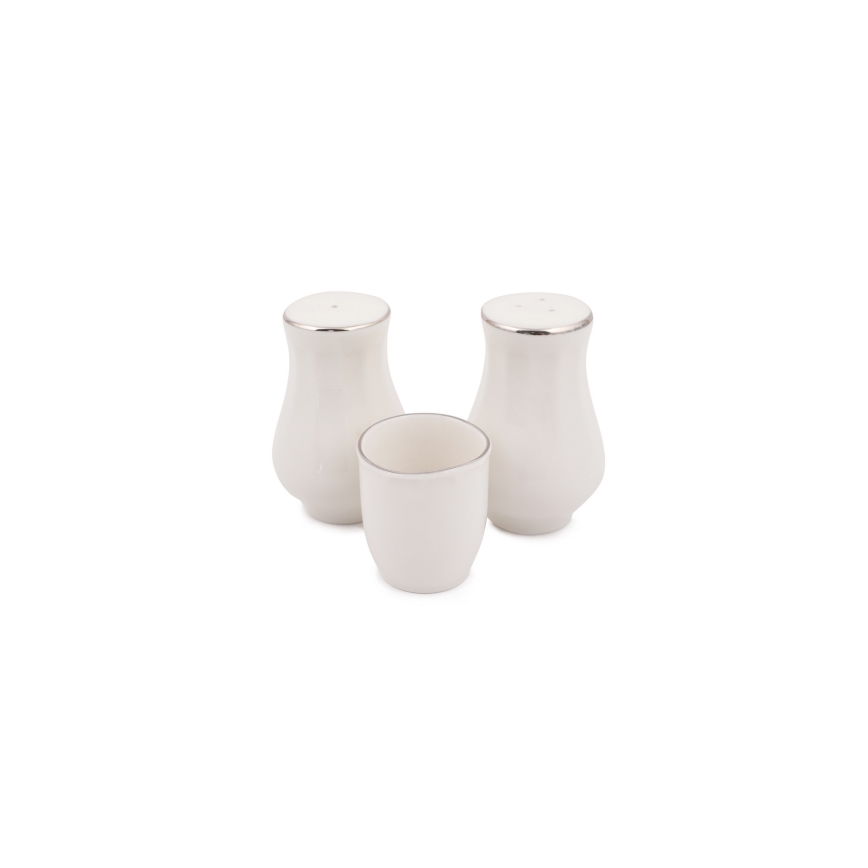 54 dalių porceliano indų rinkinys, balta/sidabrinė/dramblio kaulo