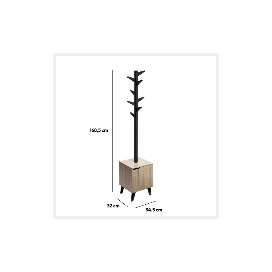 5five - Pastatoma drabužių kabyklė RAME 169x35 cm juoda/ruda