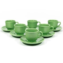 6x keraminio puodelio Lucie rinkinys su lėkšte žalias