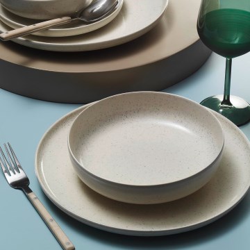 8 dalių valgomojo indų rinkinys, smėlinis / porcelianas