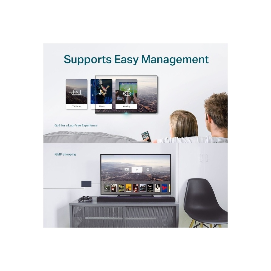 8 prievadų gigabitinis Easy Smart tinklo jungiklis