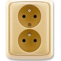 ABB 5512A-2349 D - Dviguba namų elektros rozetė su rėmeliu TANGO 250V smėlinė