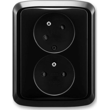 ABB 5513A-C02357 N - Dvivietė sieninė rozetė su rėmeliu TANGO 250V juoda