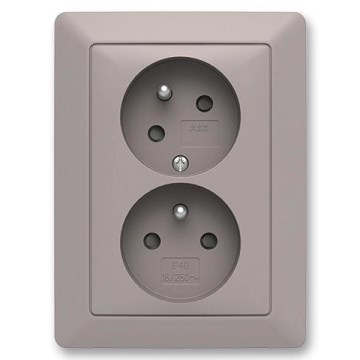 ABB 5513T-C02157 144 - Dviguba sieninė rozetė su rėmeliu ZONI 250V greige