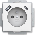 ABB 5569T-A32357 240 -Namų lizdas be rėmo ZONI 250V 1xUSB A+C matinė balta