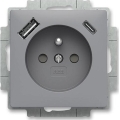 ABB 5569T-A32357 241 - Namų rozetė be rėmelio ZONI 250 V 1 x USB A ir C pilka