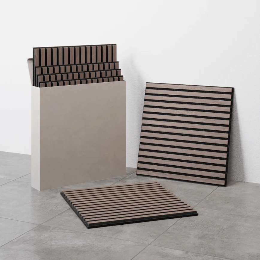 ADA 4 vnt. akustinės apdailos panelės DANVIKEN 60x60 cm, riešutmedžio spalvos