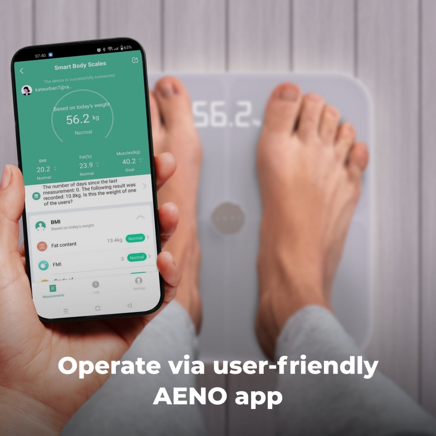 AENO - Išmanios asmeninės svarstyklės 3xAAA