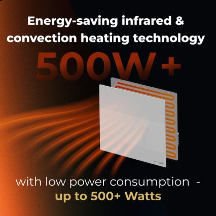 AENO - Išmanusis elektrinis infraraudonųjų spindulių panelis 500 W laikmatis/termostatas Wi‑Fi, baltas