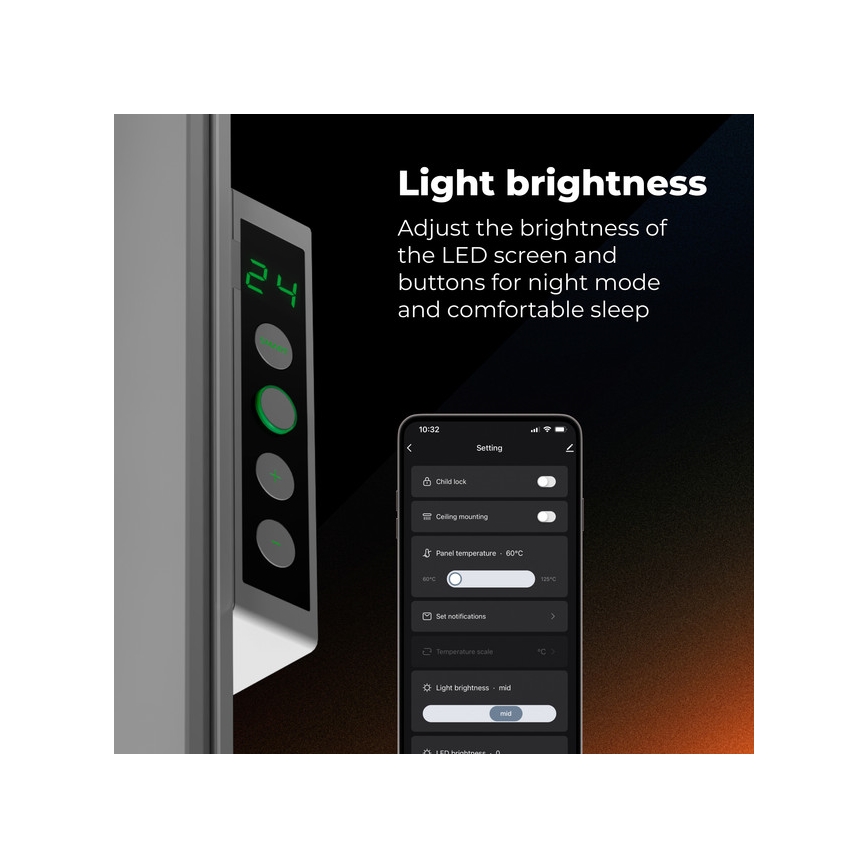 AENO - Išmanusis elektrinis infraraudonųjų spindulių panelis 500 W laikmatis/termostatas Wi‑Fi, baltas