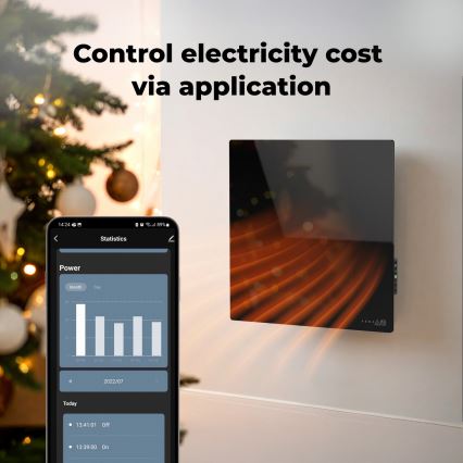 AENO - Išmanusis elektrinis infraraudonųjų spindulių panelis 500W laikmatis/termostatas Wi-Fi baltas