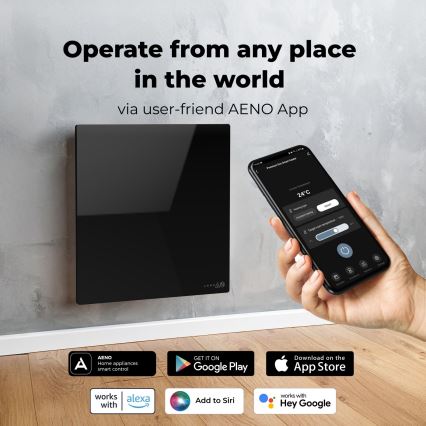 AENO - Išmanusis elektrinis infraraudonųjų spindulių šildymo panelė 500W laikmatis/termostatas Wi-Fi balta