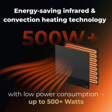 AENO - Išmanusis elektrinis infraraudonųjų spindulių šildytuvas 500W laikmatis/termostatas Wi-Fi juodas