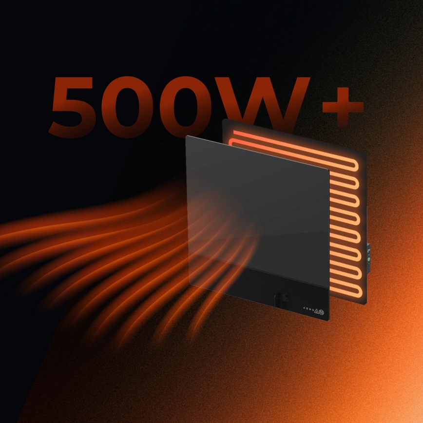 AENO - Išmanusis elektrinis infraraudonųjų spindulių šildytuvas 500W laikmatis/termostatas Wi-Fi juodas