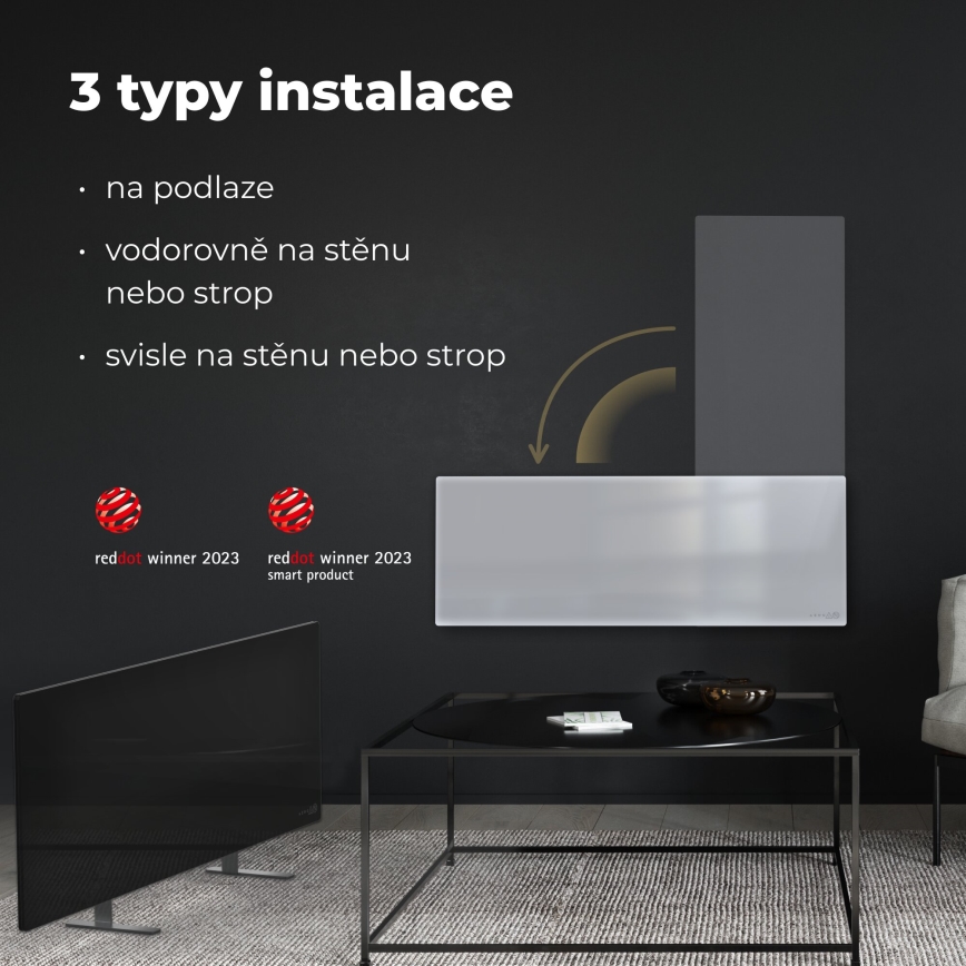AENO - Išmanusis elektrinis infraraudonųjų spindulių skydelis 700W laikmatis/termostatas IP44 Wi-fi balta