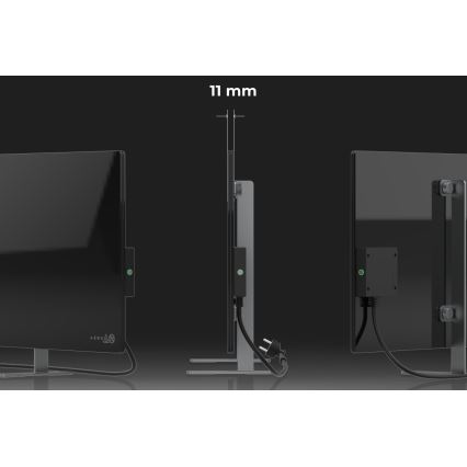 AENO - Išmanusis elektrinis infraraudonųjų spindulių skydelis 700W laikmatis/termostatas IP44 Wi-fi juoda