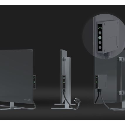 AENO - Išmanusis elektrinis infraraudonųjų spindulių skydelis su LED ekranas 700W laikmatis/termostatas IP44 Wi-fi pilka