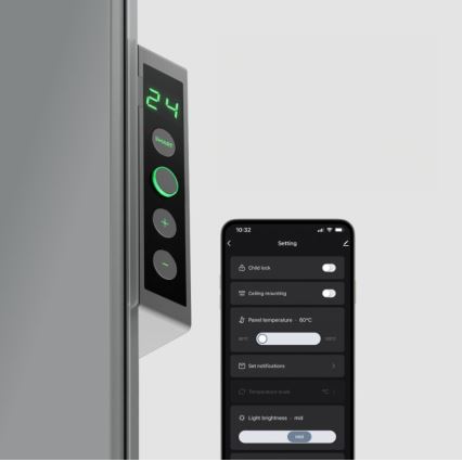 AENO - Išmanusis elektrinis infraraudonųjų spindulių skydelis su LED ekranas 700W laikmatis/termostatas IP44 Wi-fi pilka