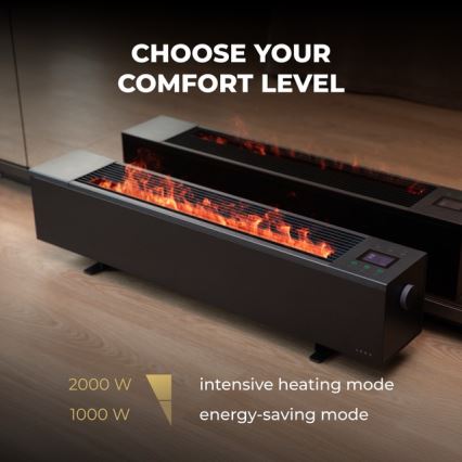 AENO - išmanusis elektrinis šildytuvas/konvektorius 1000/2000W juodas