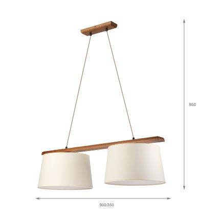 AIDA pakabinamas šviestuvas ant laido, 2xE27/15W/230V, skersmuo 35 cm, ąžuolas/kreminė