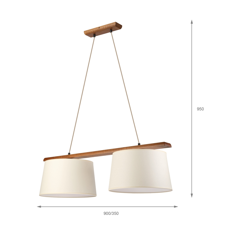 AIDA pakabinamas šviestuvas ant laido, 2xE27/15W/230V, skersmuo 35 cm, ąžuolas/kreminė