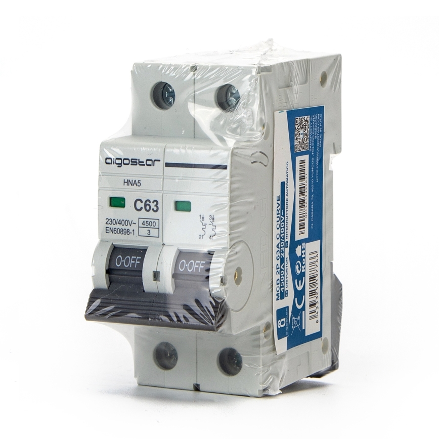 Aigostar - 2 fazių automatinis išjungiklis 2P-50A-C 230-400V