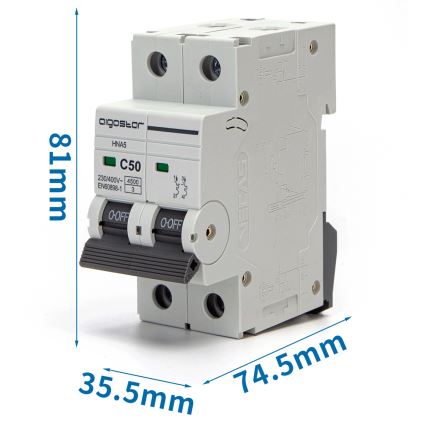 Aigostar - 2 fazių automatinis išjungiklis 2P-50A-C 230-400V