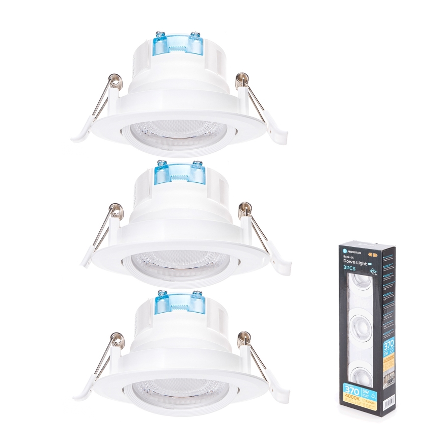 Aigostar - 3 dalių LED lubinis šviestuvas LED/5W/230V 4000K, 8,5 cm skersmens, balta