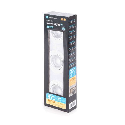Aigostar - 3 dalių LED lubinis šviestuvas LED/5W/230V 4000K, 8,5 cm skersmens, balta